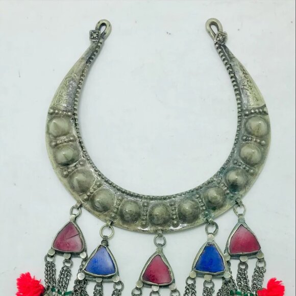 Vintage Torque Choker With Dangling Pendants, Handmade Tribal Choker - Picture 2 of 13